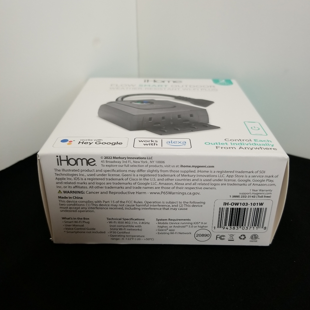 iHome Flow Smart Outdoor Weather - Resistant Wi-Fi Plug 2 Smart Outlets - NEW - Picture 5 of 6